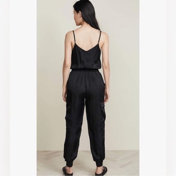 5 a 7 Cinq a Sept Anthropologie Amia Jumpsuit Black XS Spaghetti Straps Pockets - Picture 3 of 16